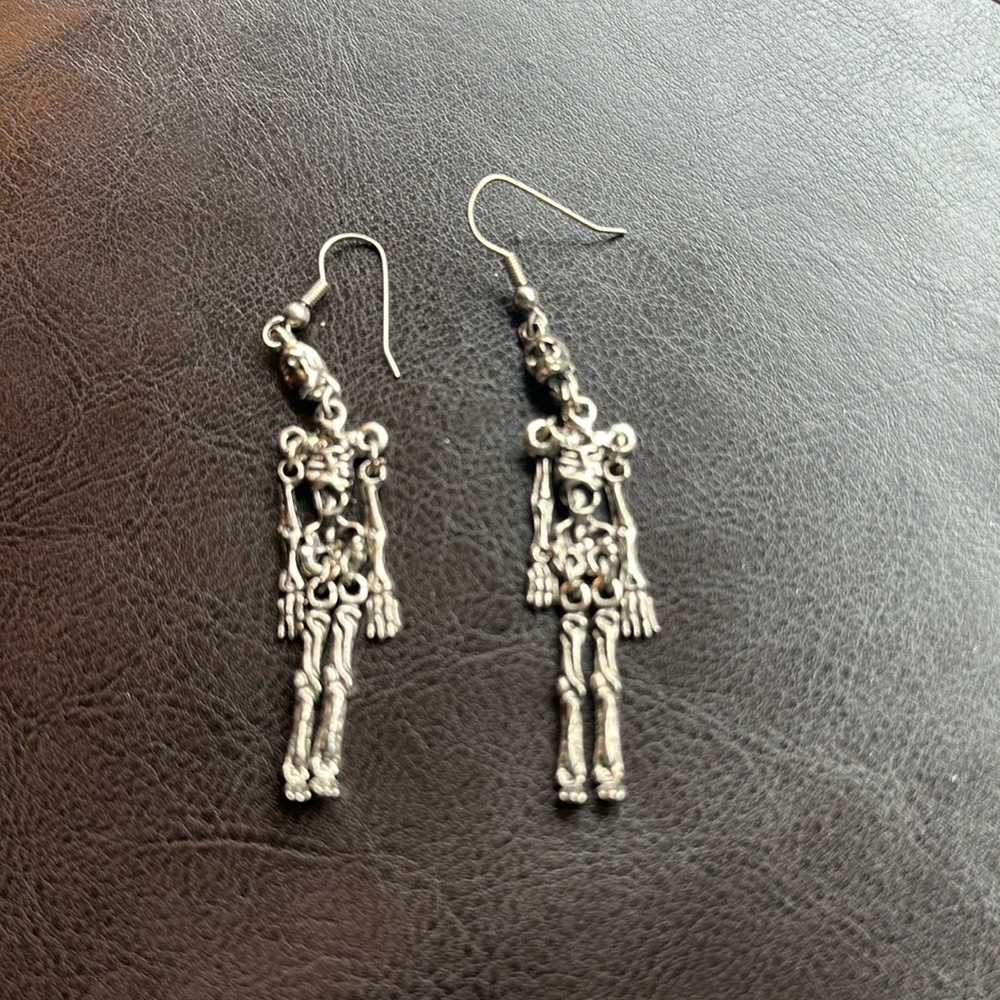 Silver Tone Skeleton dangle earrings